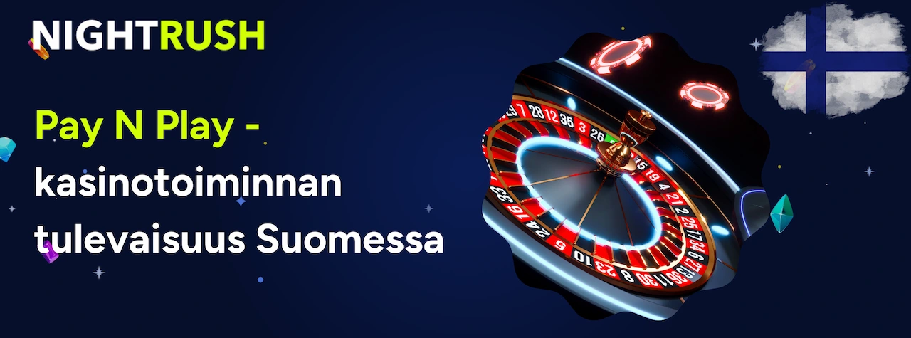 Kuvituksena on neonvalaistu rulettipyörä ja Suomen lippu tummansinisellä taustalla.