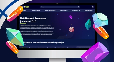 Ruudun ympärillä leijuu värikkäitä 3D-jalokiviä ja pelimerkkejä tummansinisellä taustalla.