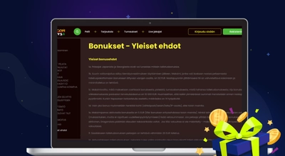 Nettikasinon bonuksen säännöt ja ehdot.