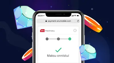 Älypuhelin, jonka näytöllä näkyy vahvistus onnistuneesta Siru Mobile -maksusta.