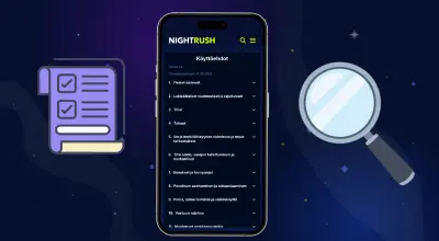Älypuhelin, jossa näkyy nettikasinon säännöt ja ehdot -sivu.