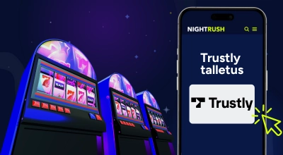 Puhelimen näytöllä teksti Välittömät tapahtumat jaTrustlyn logo