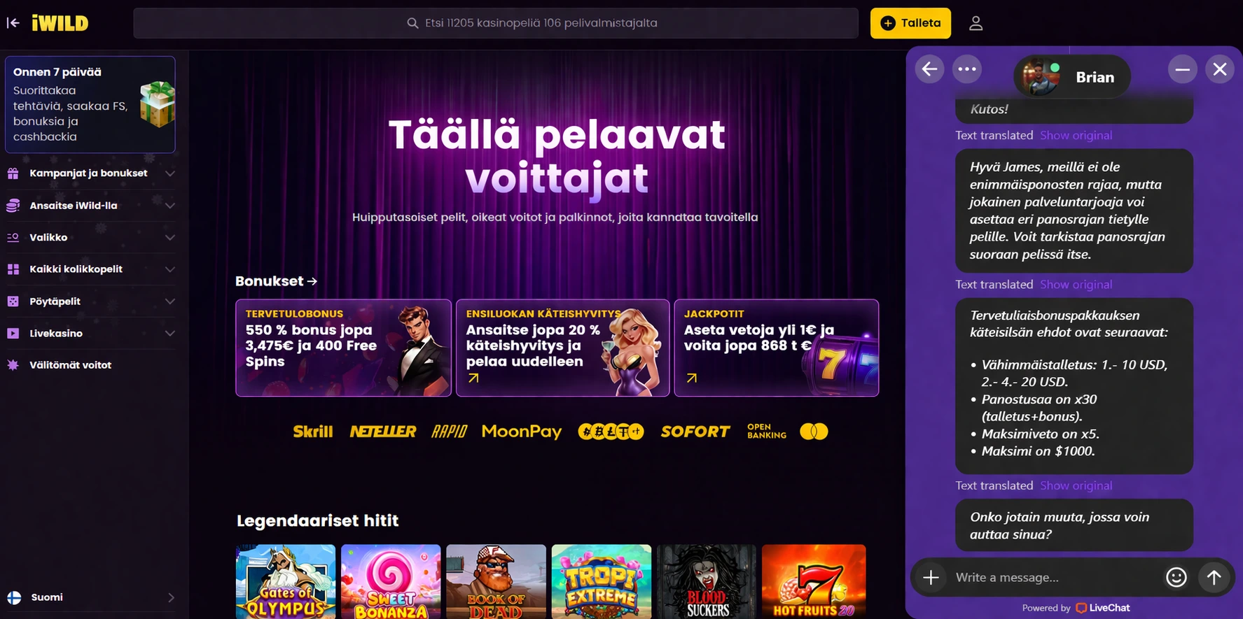 Toimittajamme Meliken live-chat-kokemus iWildilla
