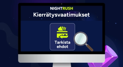 Tietokoneen näytöllä teksti kierrätysvaatimukset ja tarkista ehdot.