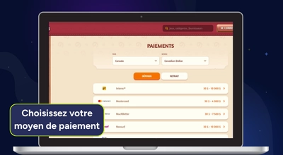 Méthodes de paiement populaires disponibles.