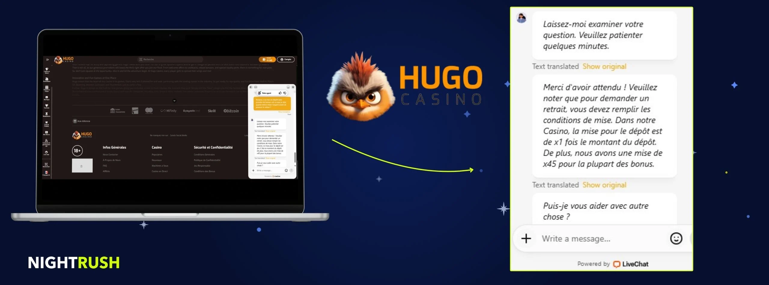 chatbot du casino Hugo