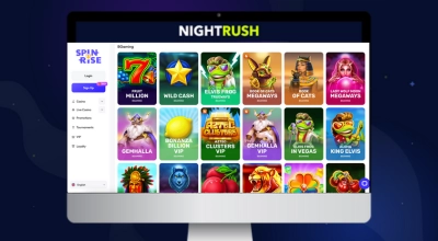 Un écran affichant le lobby d’un casino avec différentes miniatures de machines à sous.