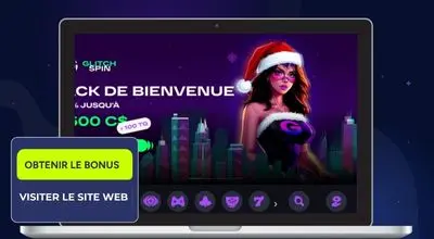 Écran d’ordinateur du site de casino Glitchspin