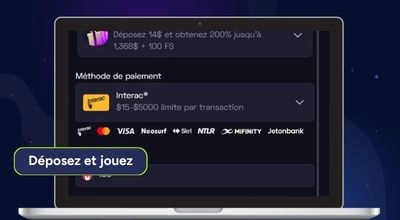 écran d’ordinateur avec moyens de paiement sur Ybets