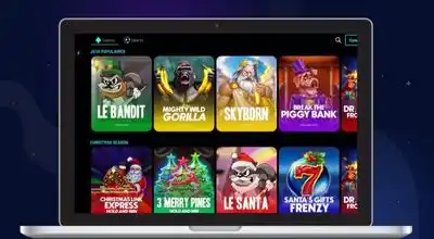 Un ordinateur portable montre la sélection de jeux de Turbo Wins