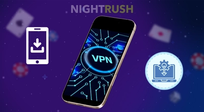 Un téléphone affiche l'image d'un VPN, et un téléphone et un ordinateur de bureau sont en train d'installer des panneaux à côté de celui-ci sur un fond étoilé.