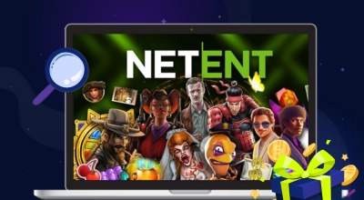 Un coffret cadeau avec des étincelles et des objets de casino autour, des tours gratuits et des coffrets bonus de bienvenue sur fond étoilé.