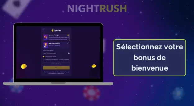 Page de sélection du bonus SpinBet Casino