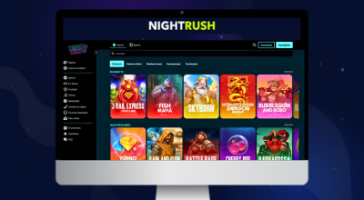 Un écran affichant un site de casino avec diverses vignettes de jeux.