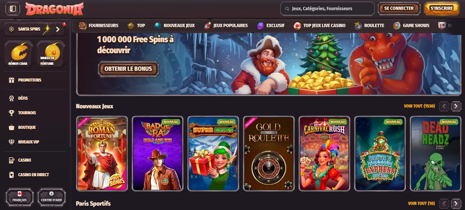 Ludothèque du casino en ligne Dragonia