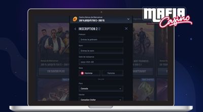 Formulaire d’inscription Mafia Casino, étape où le joueur renseigne ses informations personnelles.
