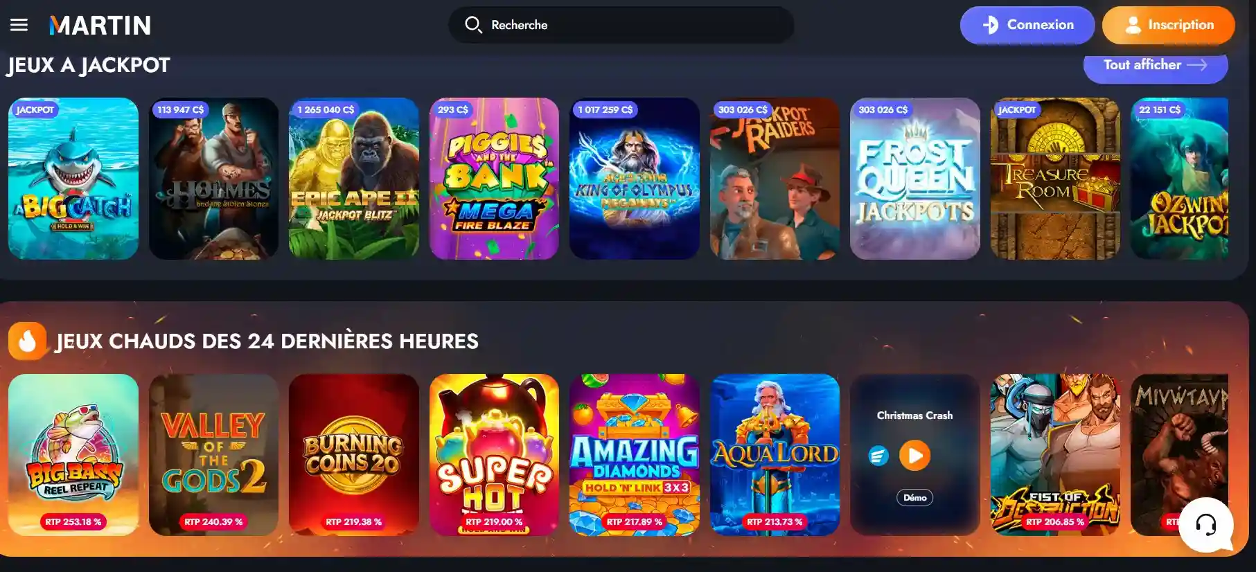 Lobby de jeux de Martin Casino 