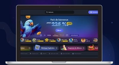 Accueil de Martin Casino affiché sur un ordinateur portable.