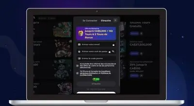 Interface desktop de la page d’inscription Winaura