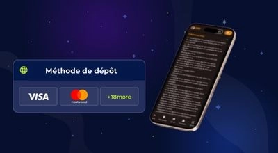 Une personne sélectionne une méthode de dépôt pour un compte de casino sur un appareil mobile.