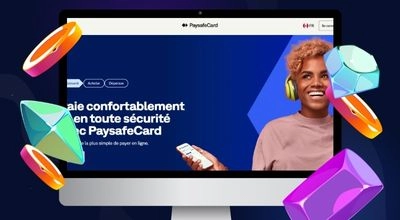 Un écran d’ordinateur portable affiche le site Web de PaysafeCard.