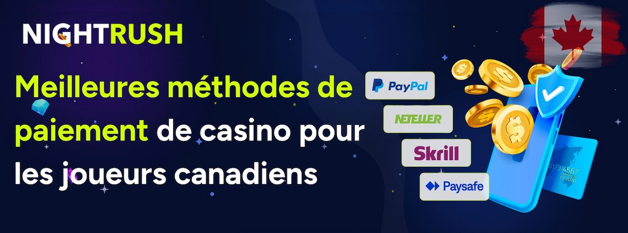 Bannière avec le texte Meilleures méthodes de paiement de casino pour les joueurs canadiens.