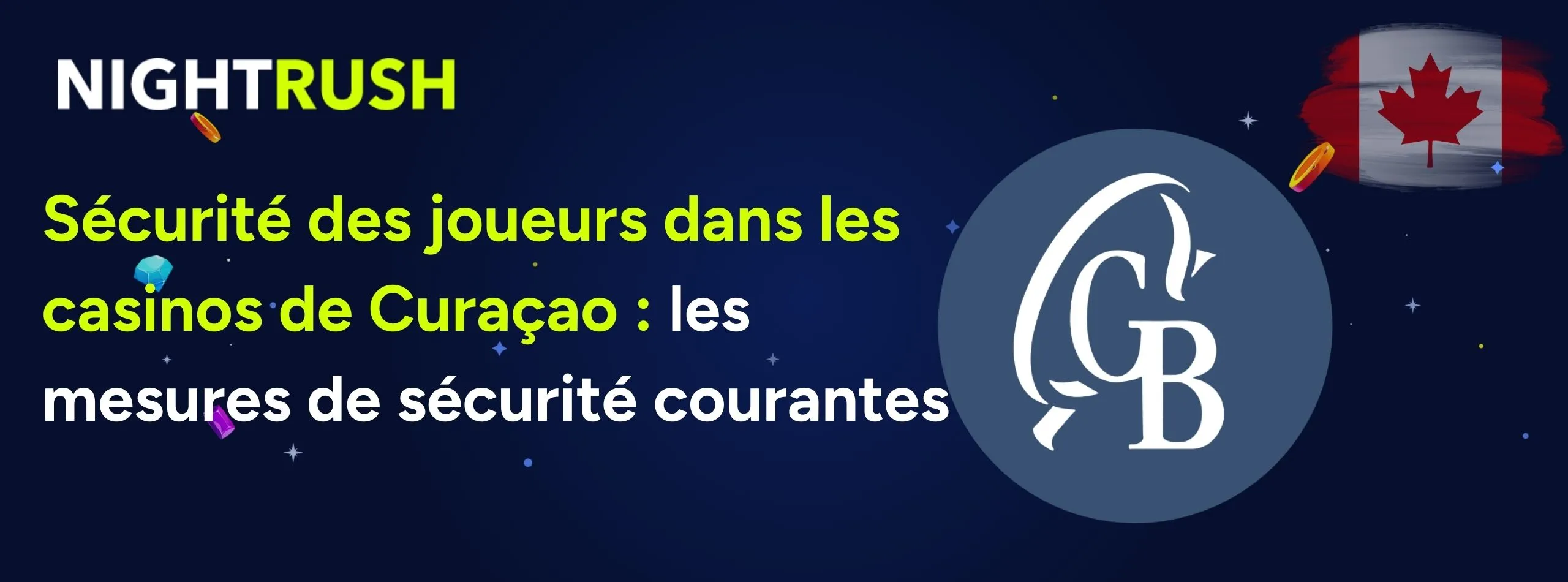 Texte sur fond bleu indiquant Sécurité des joueurs dans les casinos de Curaçao. Mesures de sécurité courantes.