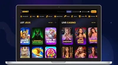 Aperçu des jeux de casino et du live casino disponibles sur la plateforme Donbet.