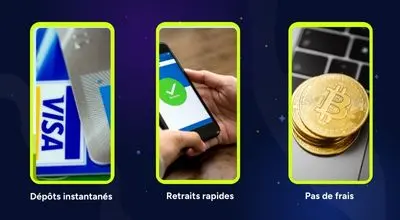 Dépôts instantanés et retraits rapides sur casino en ligne, sans frais, via carte bancaire et mobile