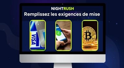 Bannière NightRush sur les free spins de casino en ligne et leurs conditions générales au Canada.