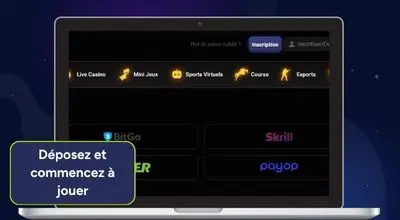Page de dépôt Donbet présentant les méthodes de paiement disponibles pour commencer à jouer.