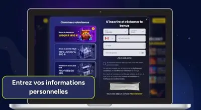 Page d’inscription du casino Slotsgem