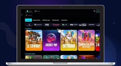 écran d’ordinateur avec liste des fournisseurs de jeux