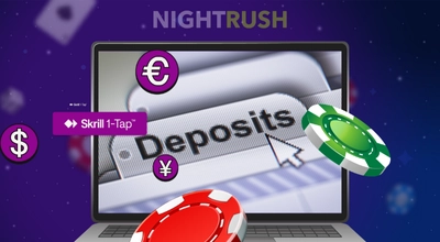 Bannière présentant l’option Skrill 1 Tap et une image de dépôt.