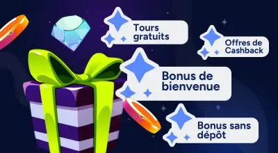 Bonus de casino en ligne avec offre de bienvenue, tours gratuits, cashback et bonus sans dépôt