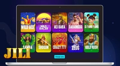 Catalogue de jeux JILI avec machines à sous populaires affichées sur ordinateur