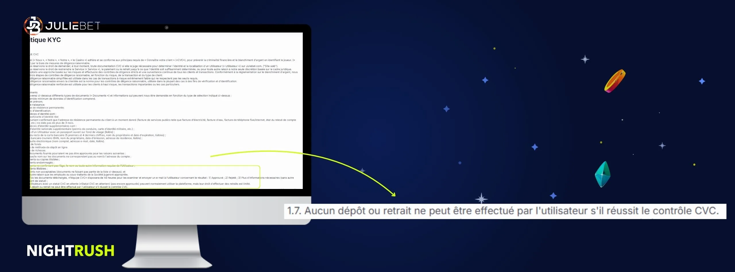 termes et conditions KYC de Juliebet