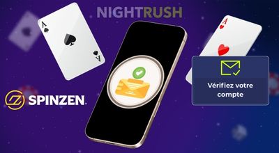 Vérification de compte Spinzen sur smartphone avec confirmation par e-mail pour joueurs canadiens