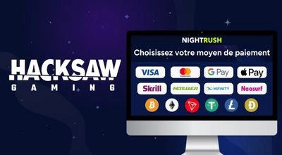 Moyens de paiement disponibles sur les casinos proposant Hacksaw Gaming, avec Visa, Mastercard, Google Pay, Apple Pay, Skrill, Neteller et cryptomonnaies.