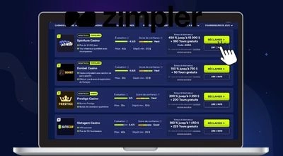 Comparateur NightRush listant plusieurs casinos fiables acceptant Zimpler comme moyen de paiement.