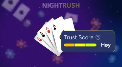 Fire ess i en vifte med en boks som sier «Trust score», og viser at den er høy.