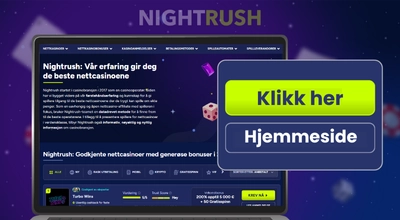 En laptop med Nightrush sin hjemmeside med en knapp på siden: Klikk her.