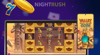 En laptop og en mobil med Valley of the Gods-automaten åpen.