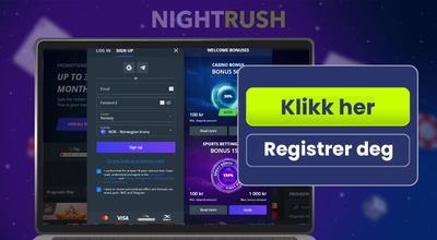 Registreringsskjema til Jet Casino med en boks som sier «Klikk her».