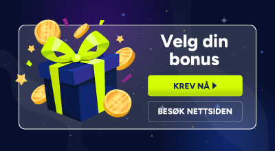 Reklamebanner som viser bonusgave og knapper for krav og besøk.