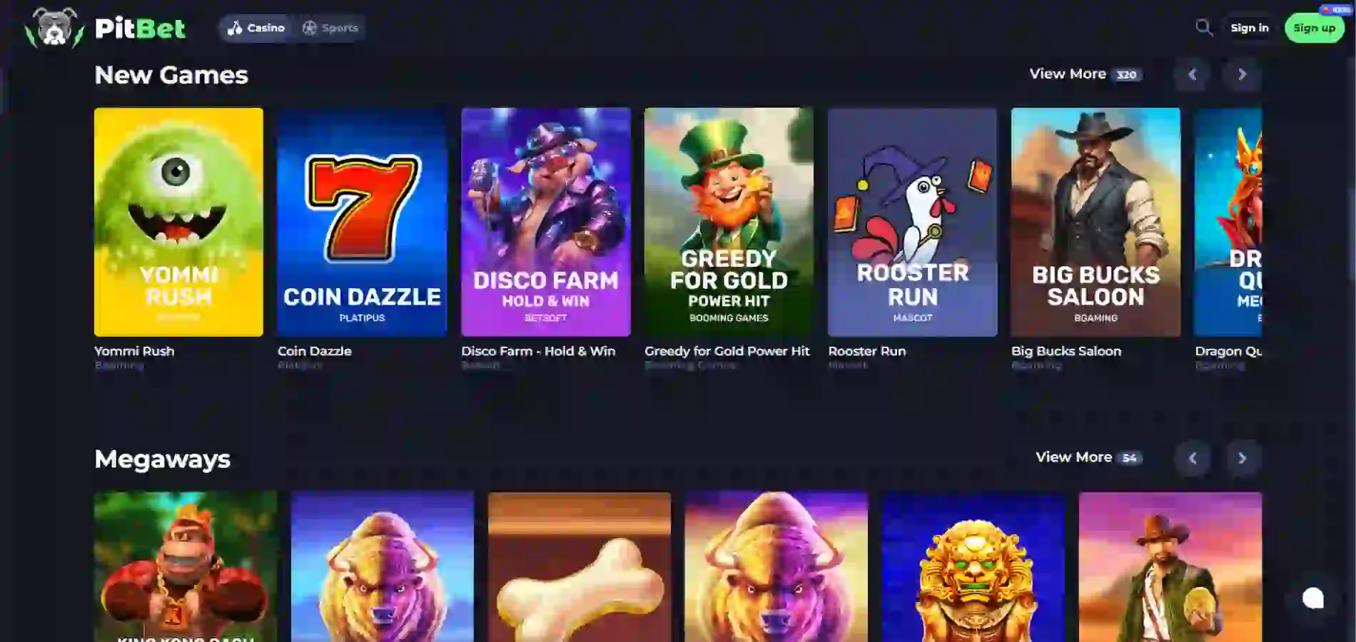 Oversikt over PitBet Casino sine casinospill i kategorien «Nye spill».