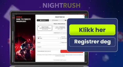 Knapp med «Klikk her» og «Registrer deg» på registreringsskjemaet til Megapari.