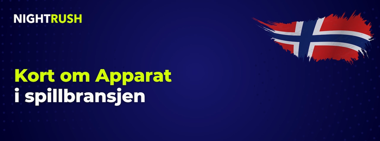 Blått banner med Nightrush-logo: Kort om Apparat i spillbransjen.