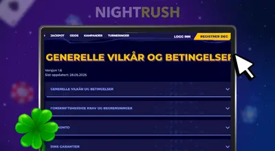 En grønn firkløver ved en data med vilkår og betingelser.