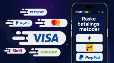 En mobiltelefon og flere raske betalingsmetoder.